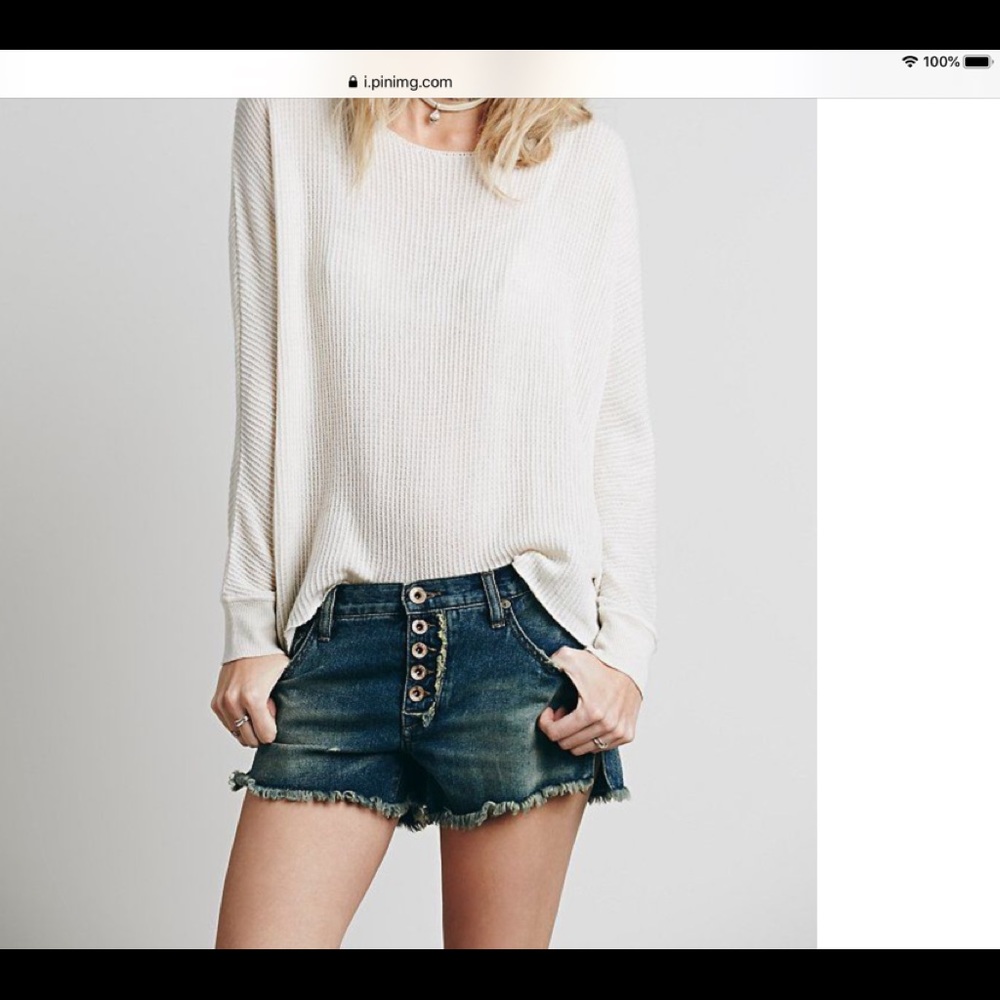 Free People runaway slouch button fly jean shorts